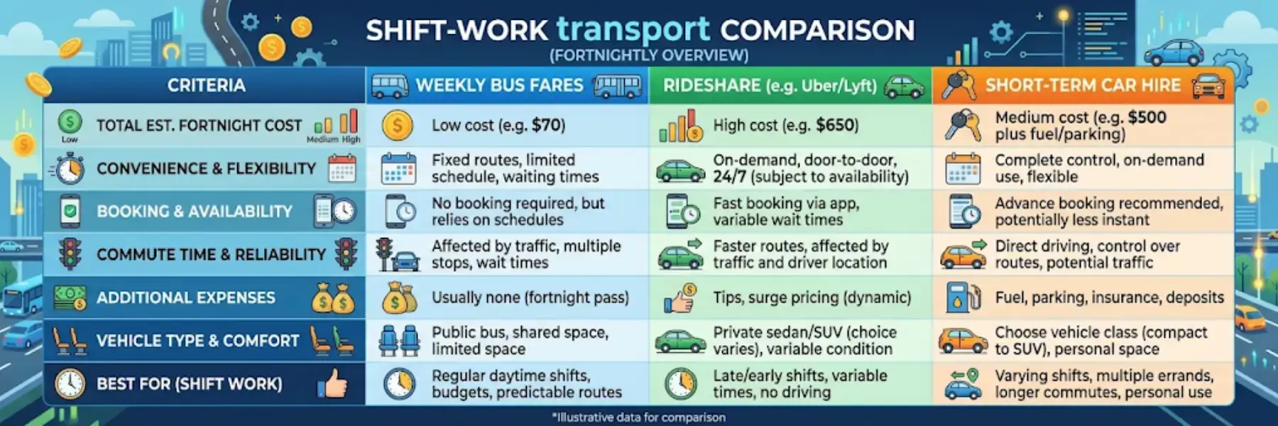 Shift Work Transport Comparison